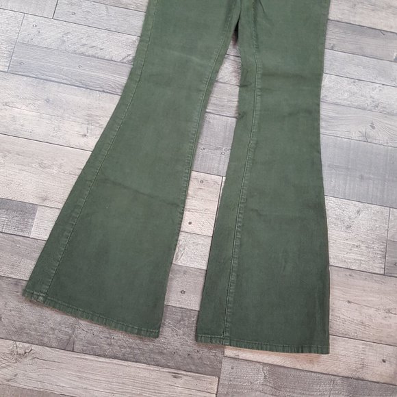 Free People Jayde Corduroy Flare Jeans 27 UK 8 Green High Rise We The Free BN - Picture 5 of 12